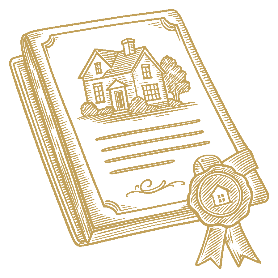 Property deed in gold
