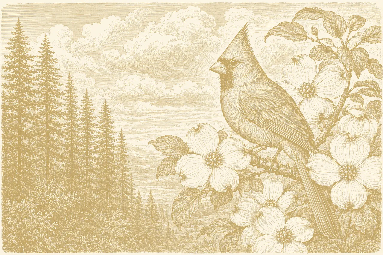 NC Cardinal Bird in gold