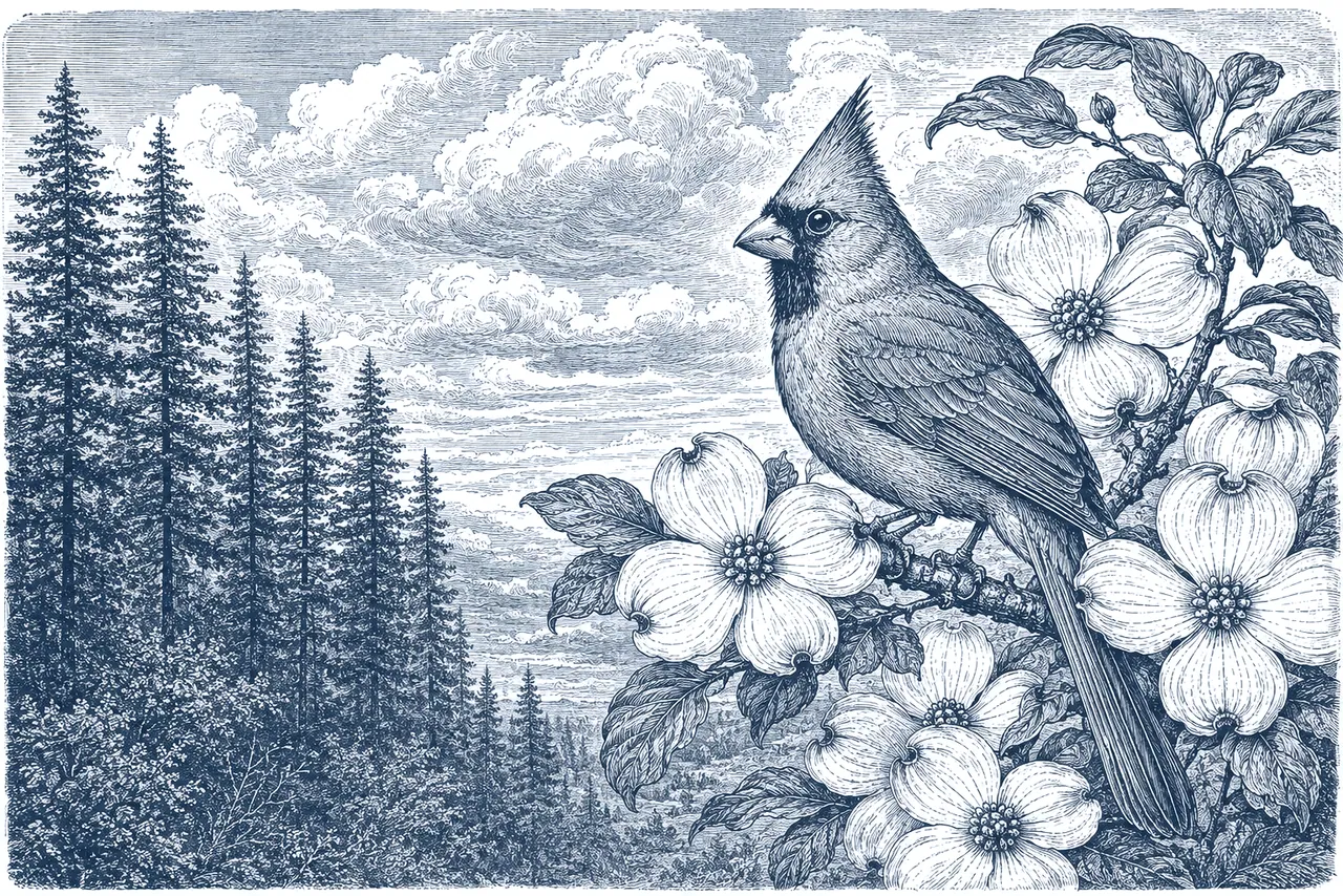 NC Cardinal Bird in navy