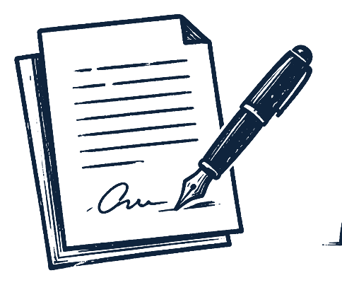 Signed document in navy